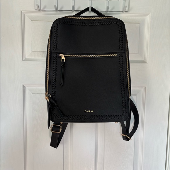 NWOT Calpak Black 15” laptop Backpack with Gold Accents - Picture 1 of 16